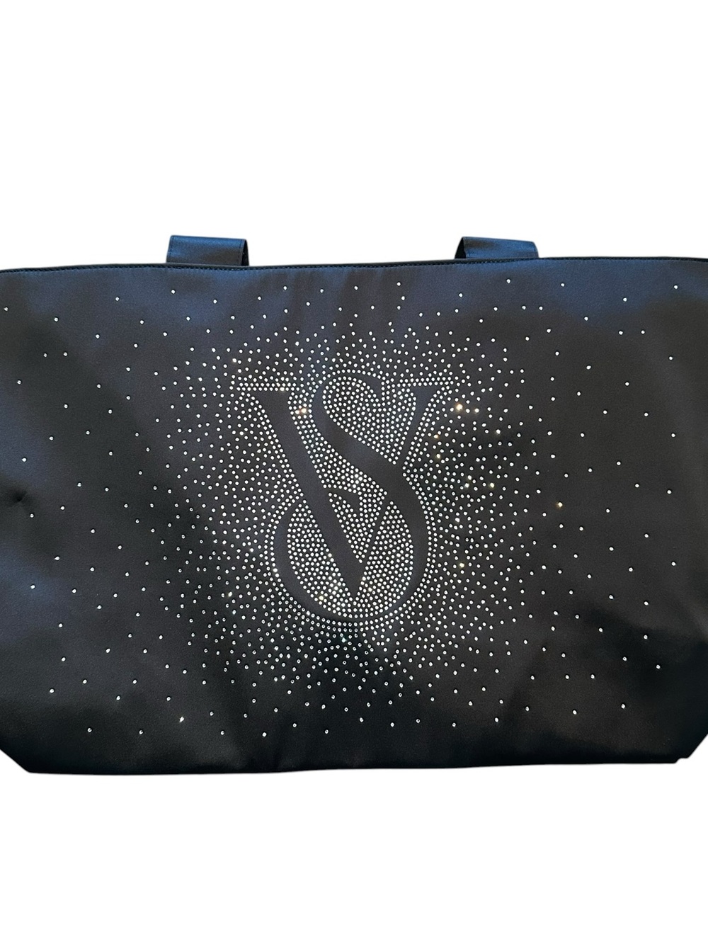 Victoria's Secret Black Tote with Silver Rhinestone VS Logo